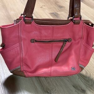 The Sak Coral and Brown Leather Kendra purse
